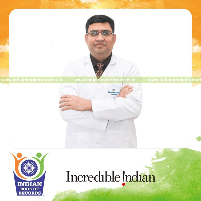Elderly patient undergoing advanced robotic knee replacement surgery recognized by Indian Book of Records