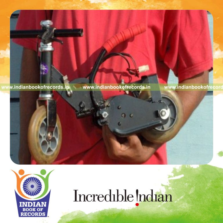 small electric bike displayed for record recognition in Indian Book of Records