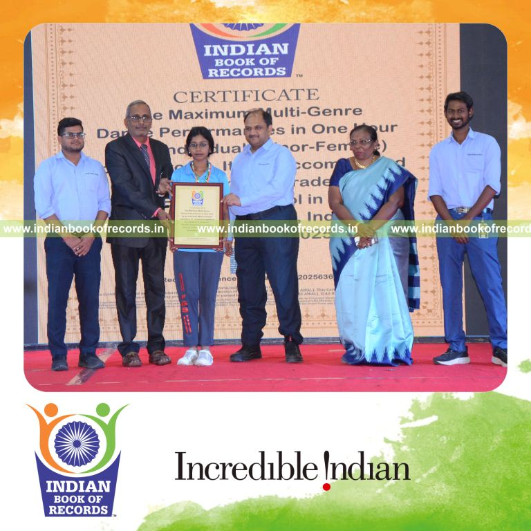 Individual performing various dance styles continuously within one hour recognized by Indian Book of Records