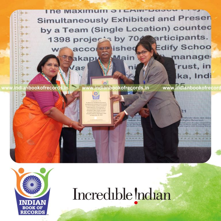Team presenting multiple STEAM-based projects simultaneously at one venue recognized by Indian Book of Records