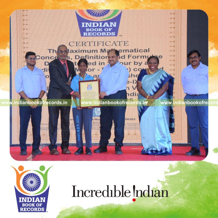 Young student presenting multiple mathematical concepts definitions and formulae during a one-hour session recognized by Indian Book of Records