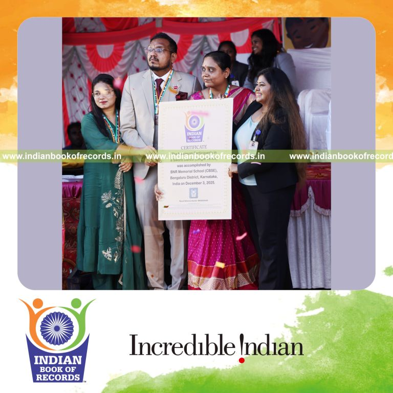 Participants performing coordinated sword dance movements together at one location recognized by Indian Book of Records