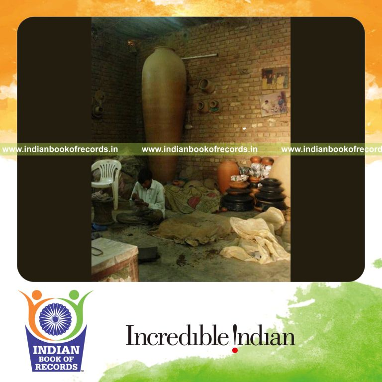 tall terracotta pot displayed for record recognition in Indian Book of Records