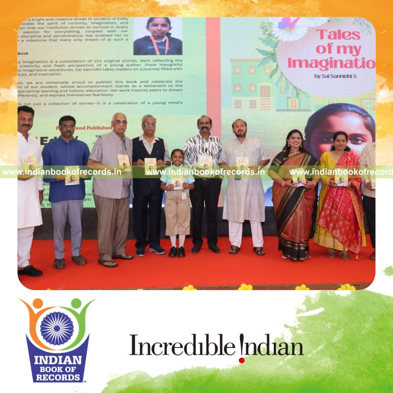 Young female author publishing a fiction book with multiple short stories recognized by Indian Book of Records