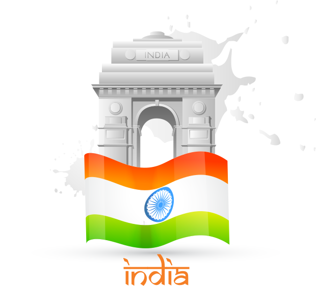 Indian Book of Records login page graphic featuring India Gate and the Indian national flag